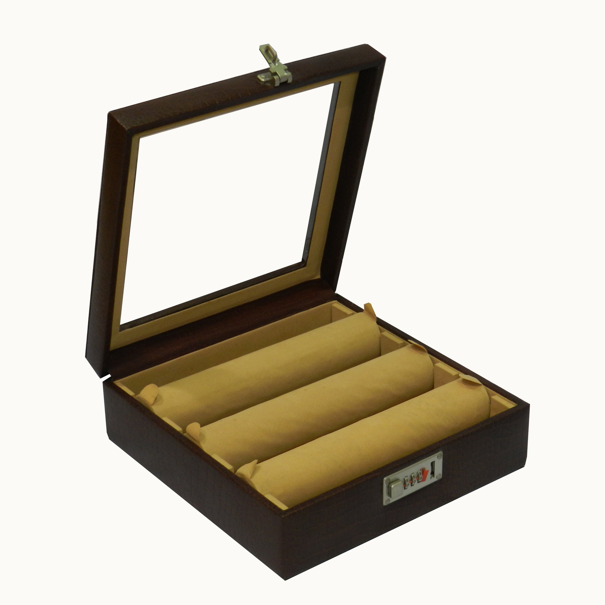 Bangle Box 3 Road Premium Quality Leather Brown Box