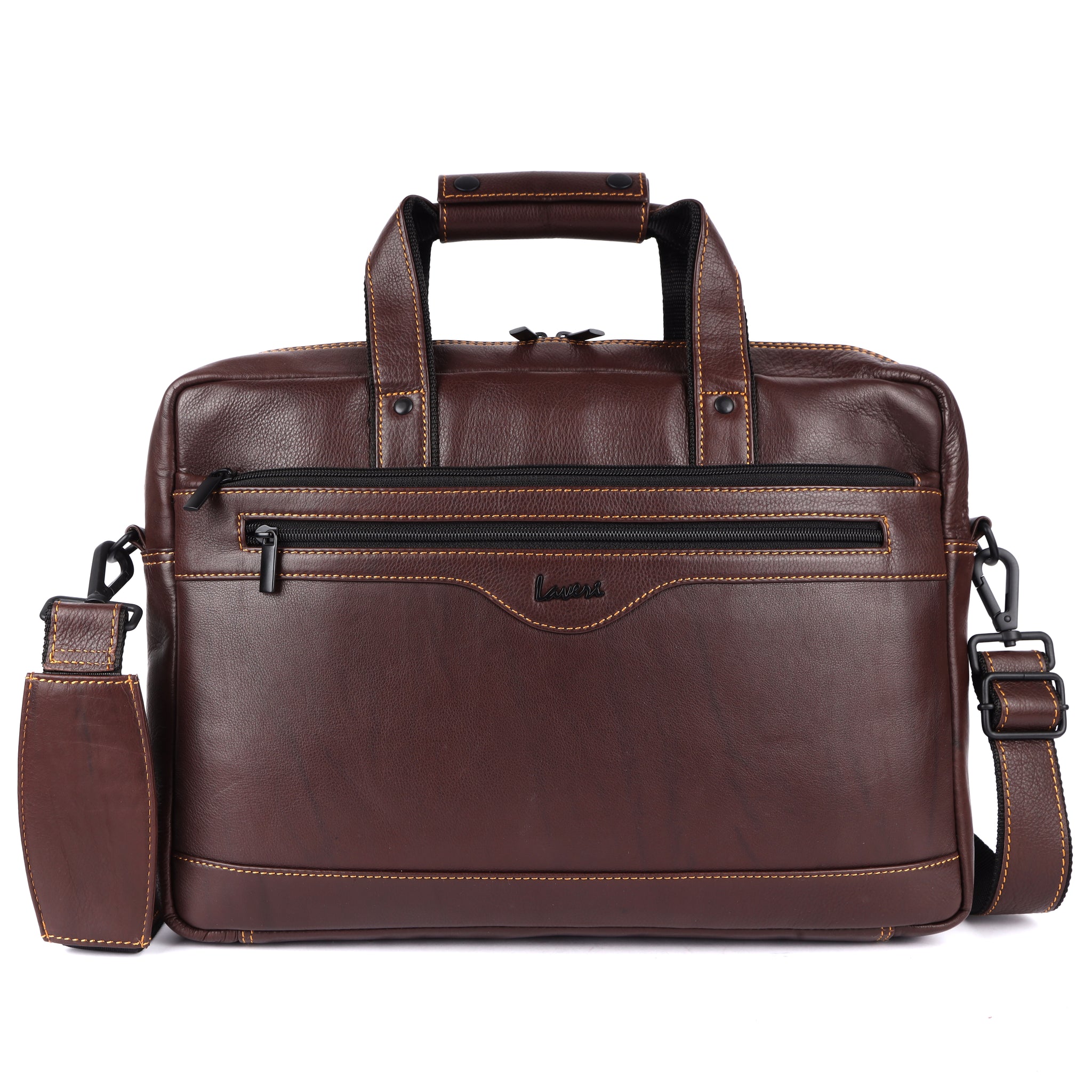 Laveri Genuine Leather Office Laptop Bag (DBRNWG)