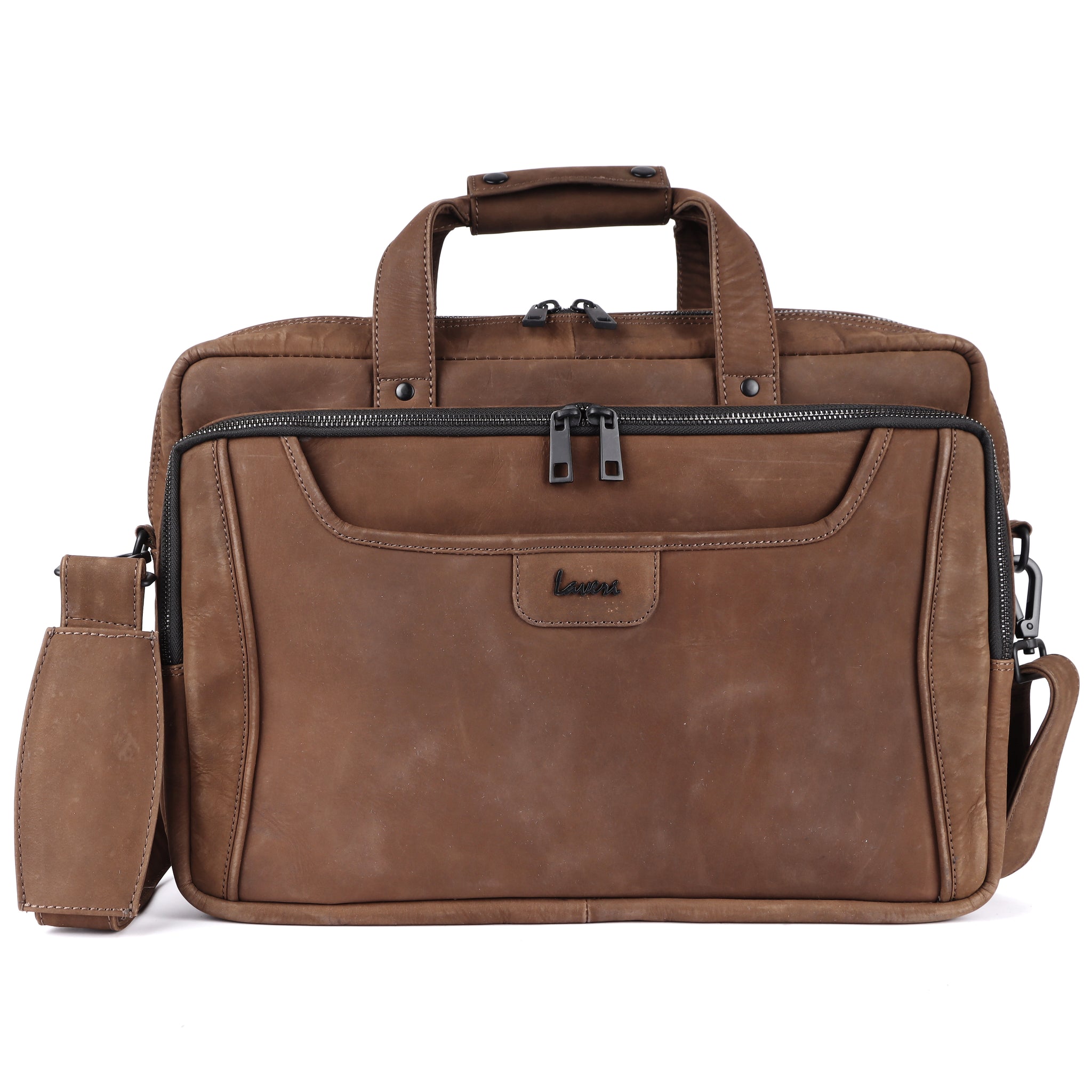 Laveri Genuine Leather Office Laptop Bag (BRN-HUNTER)