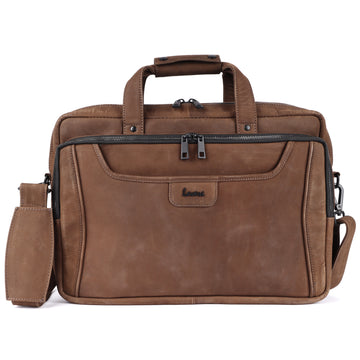 Laveri Genuine Leather Office Laptop Bag (BRN-HUNTER)