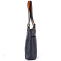 Blue and tan women’s handbag