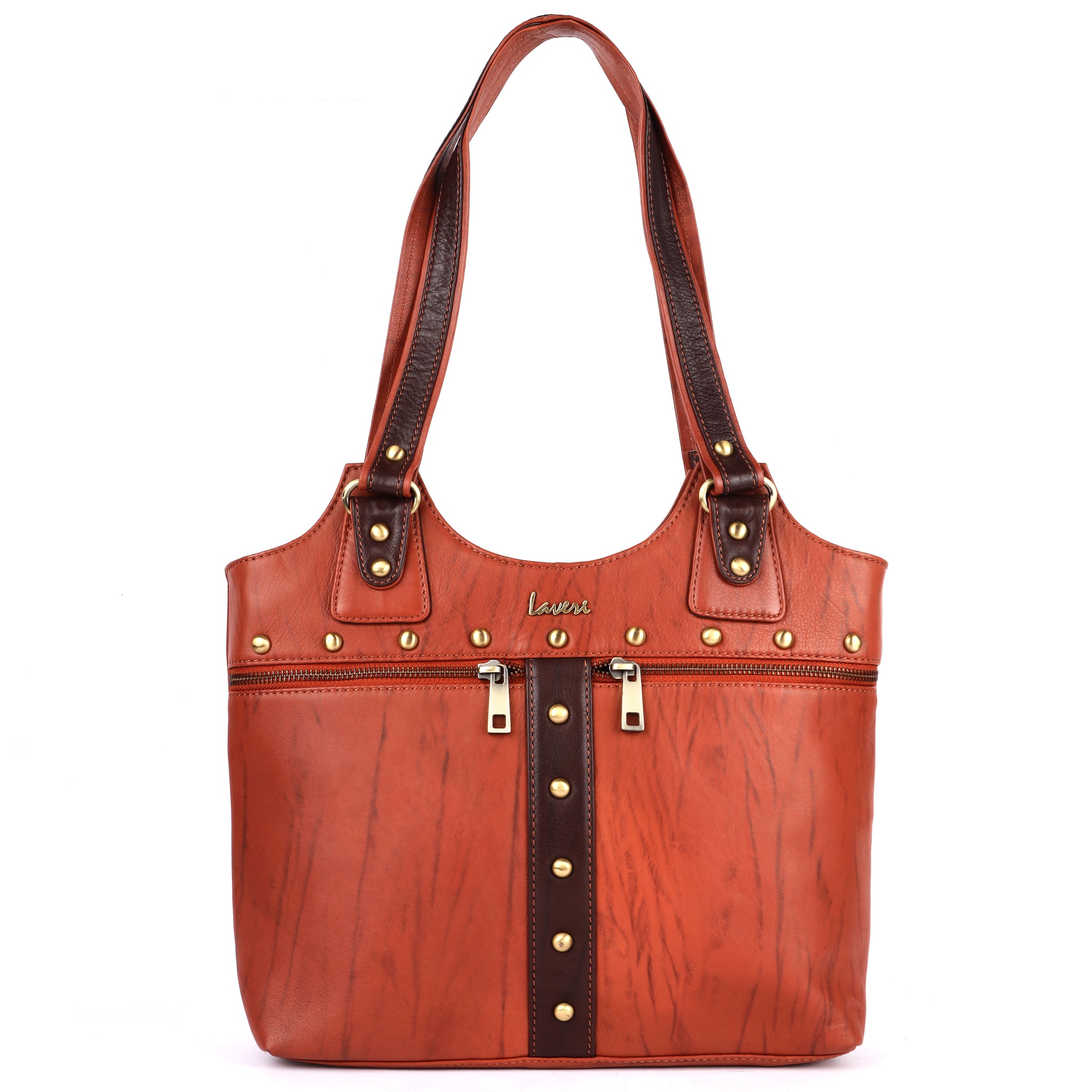 Laveri Genuine Leather Women Hand Bag (RUST-BROWN)