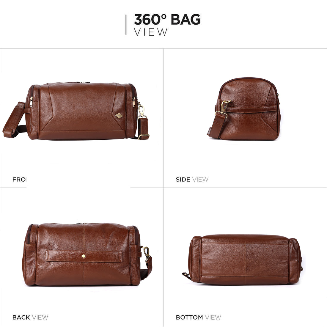 Laveri® Genuine Leather Travel Duffel Bag #2860 Brown YDM