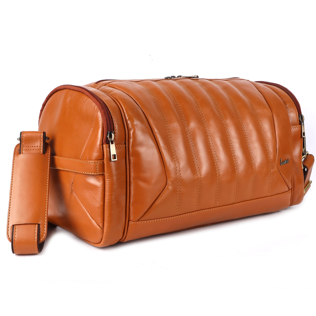 Laveri® Genuine Leather Travel Duffel Bag #2860 Tan