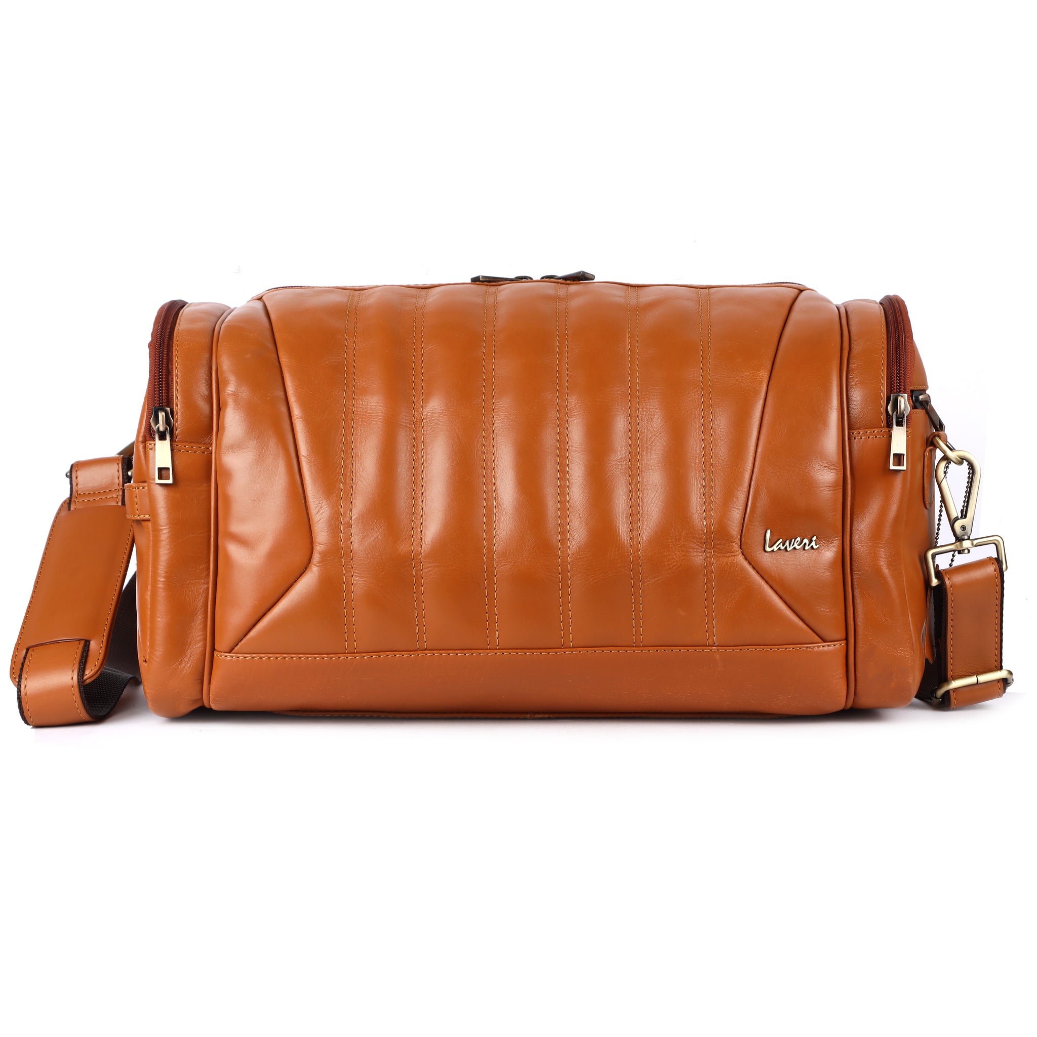 Laveri® Genuine Leather Travel Duffel Bag #2860 Tan