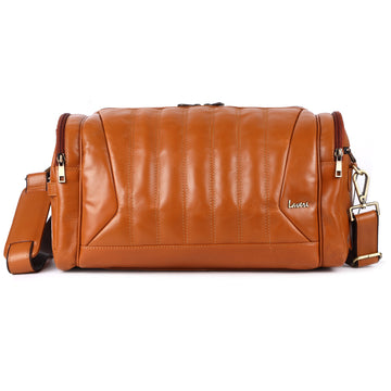 Laveri® Genuine Leather Travel Duffel Bag #2860 Tan