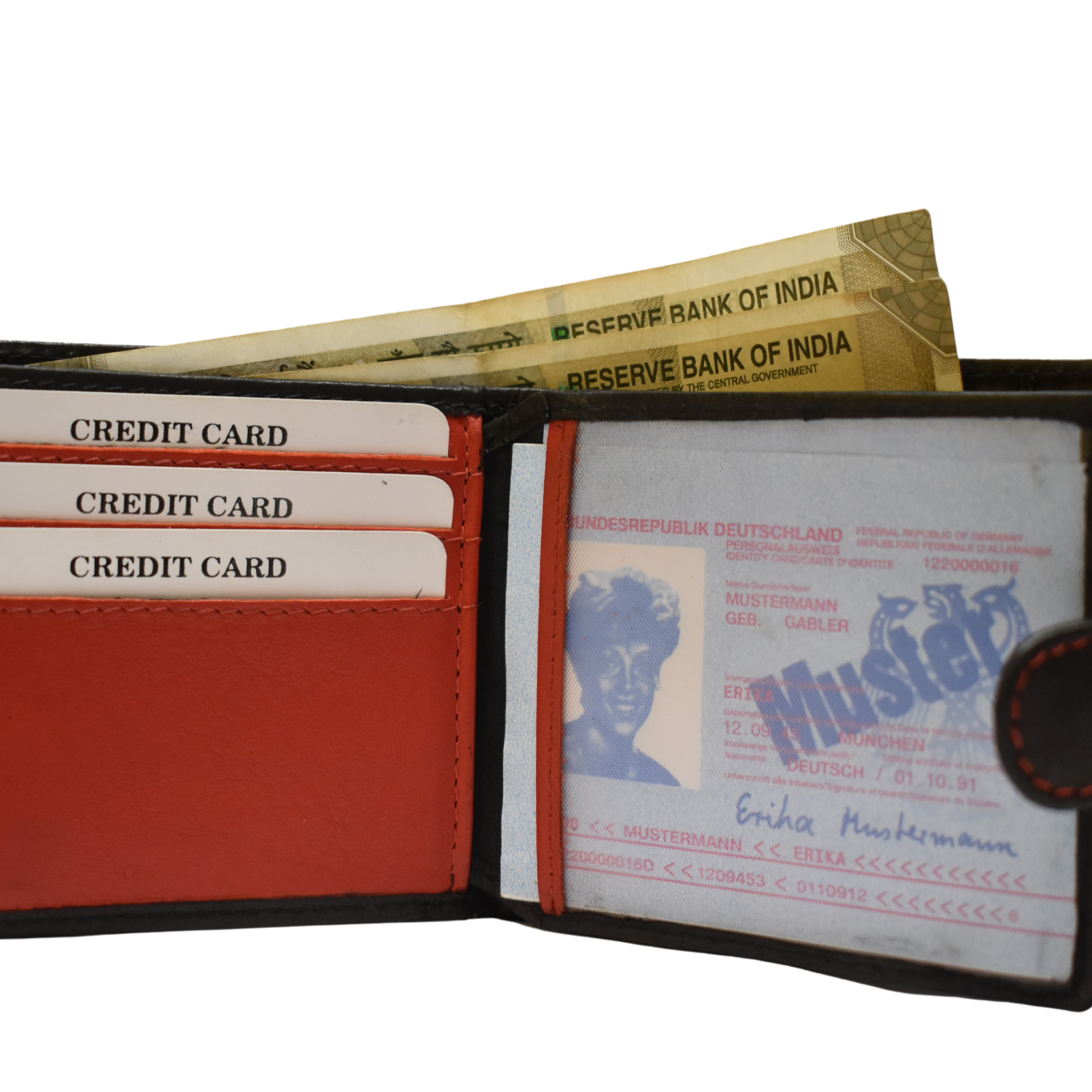Laveri Leather Multicolor Designer Wallet Black/Red #753CL
