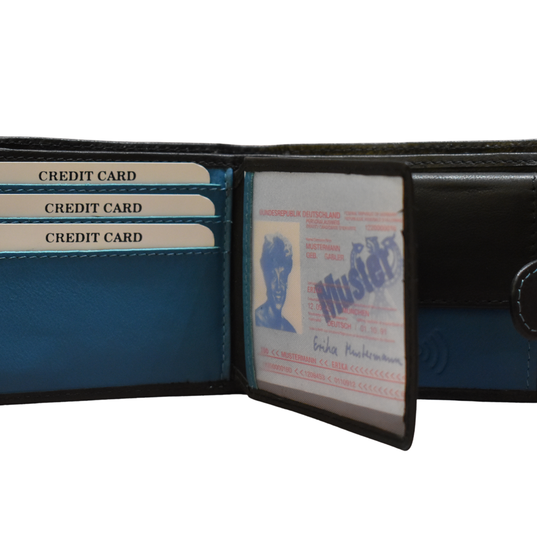 Laveri Leather Designer Multicolor Mens Wallet Black/Blue #753CL