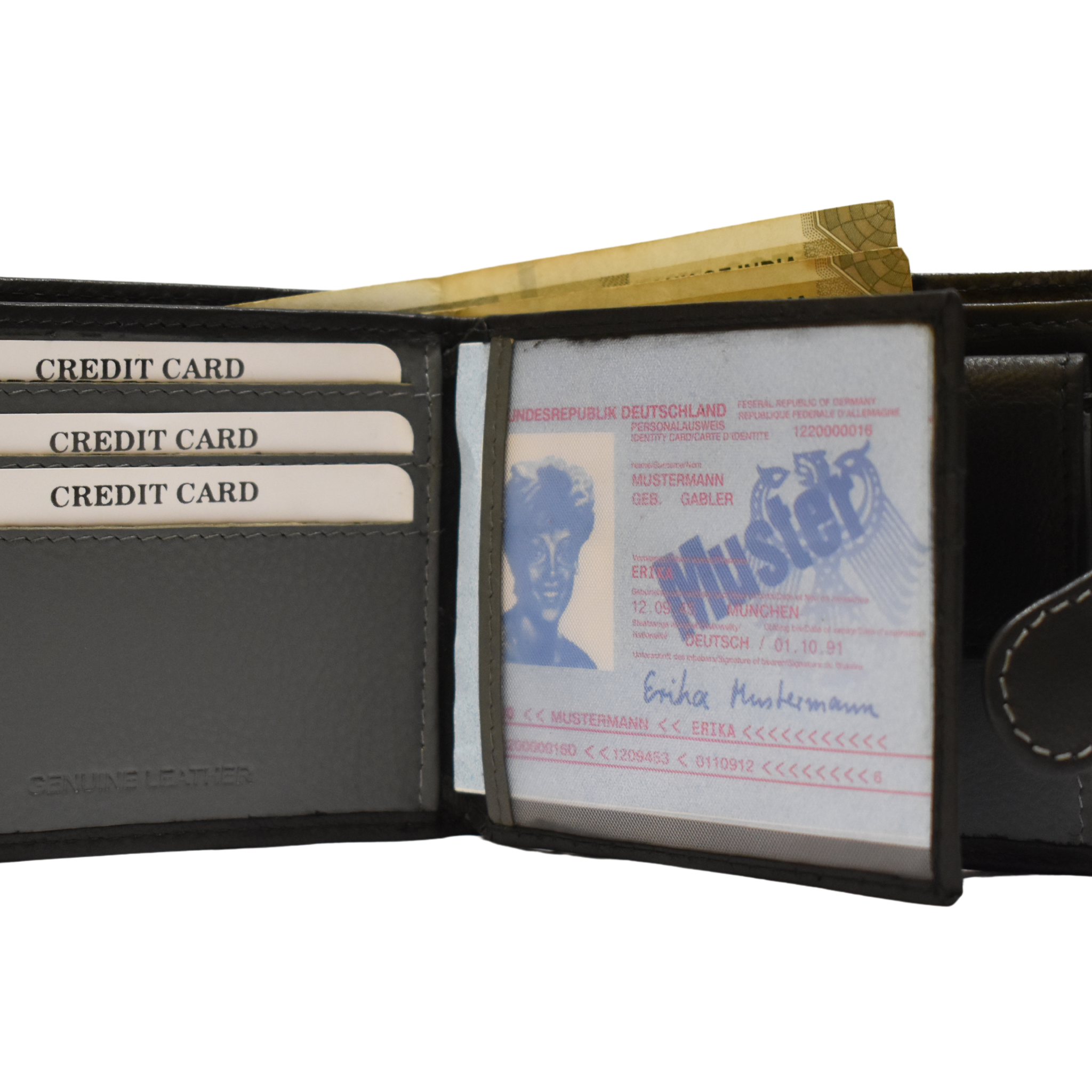 Laveri Leather Designer Multicolor Mens Wallet Black/Grey #753CL