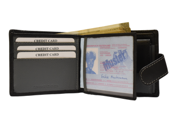 Laveri Leather Designer Multicolor Mens Wallet Black/Grey #753CL