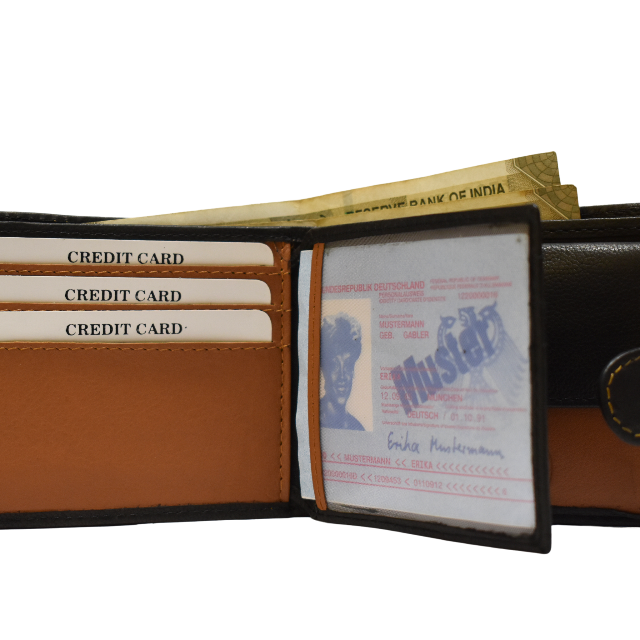 Laveri Leather Designer Multicolor Mens Wallet Black/Tan #753CL