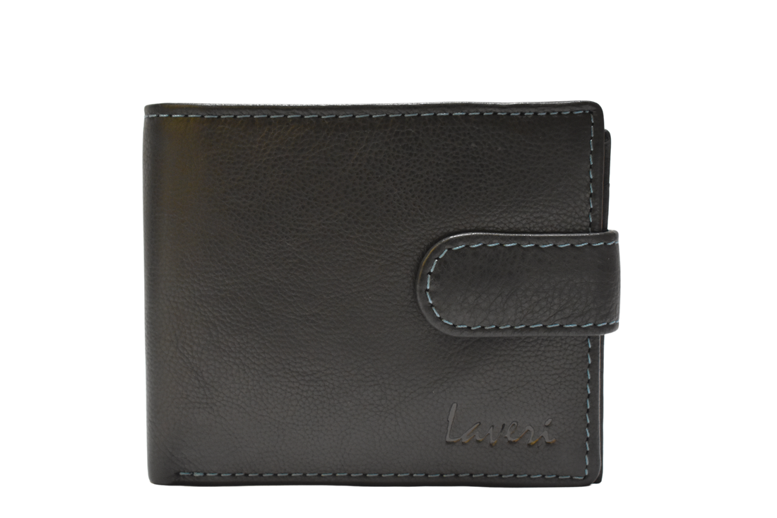 Laveri Leather Designer Multicolor Mens Wallet Black/Blue #753CL