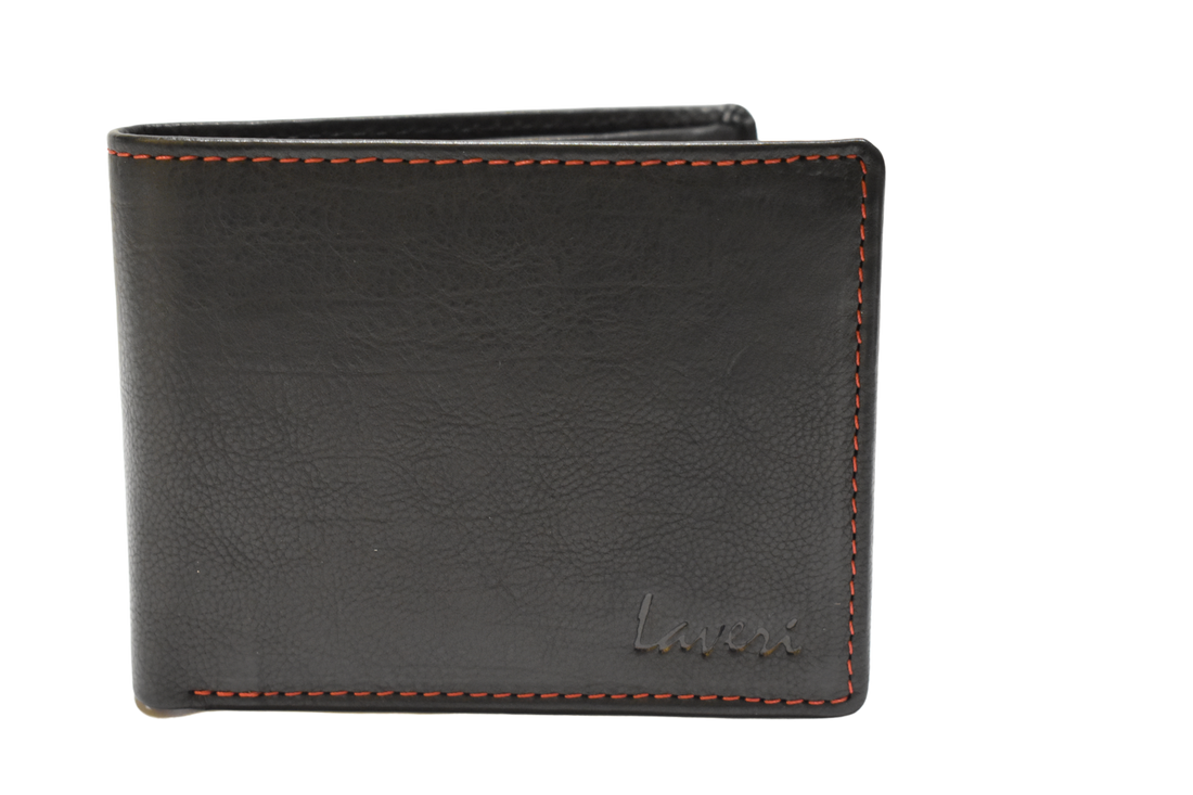 Laveri Leather Designer Multicolor Mens Wallet Black/Red #4022