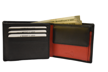 Laveri Leather Designer Multicolor Mens Wallet Black/Red #4022