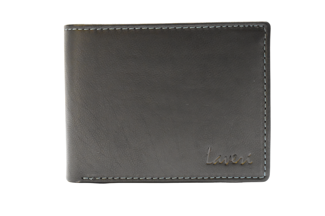 Laveri Leather Designer Multicolor Mens Wallet Black/Blue #4022