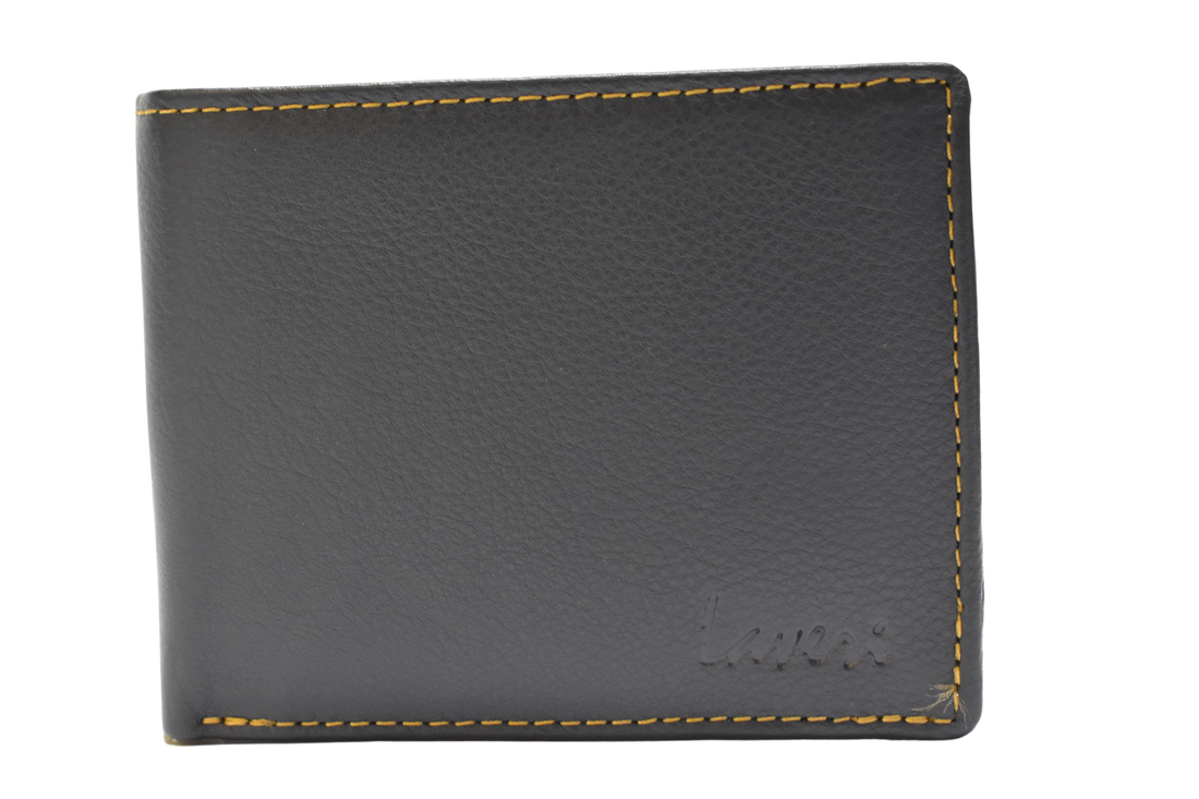 Laveri Leather Designer Multicolor Mens Wallet Black/Tan #4022