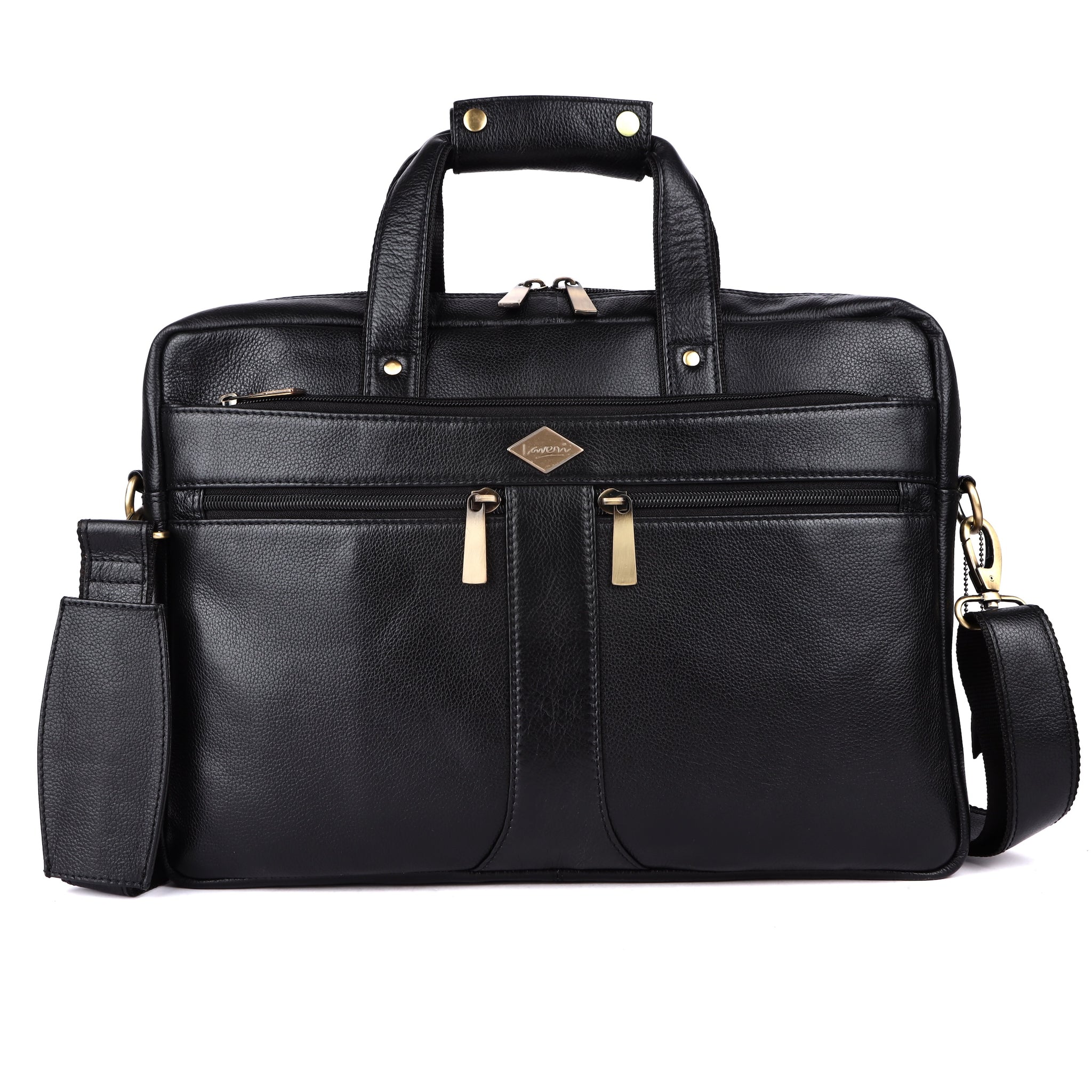 Laveri® Genuine Leather Laptop Messenger bag #2816 Black