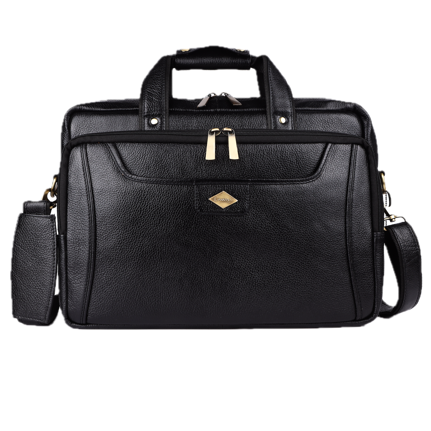 Laveri® Genuine Leather Laptop Messenger bag #2818 Black