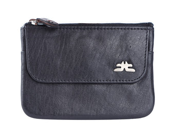 Laveri® Genuine Leather Travel Coin Pouch #1814 Black