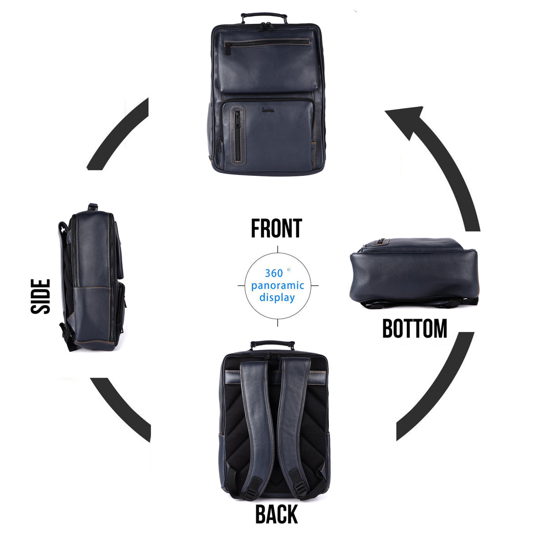 Laveri® Genuine Leather Travel Back Pack bag #2832 Blue